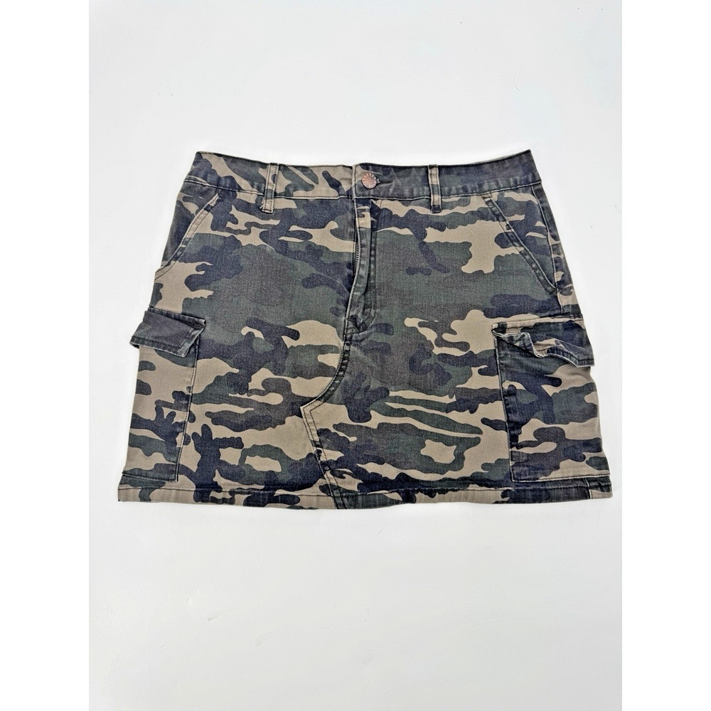 VTG 90s Y2K Forever 21 Camo Mini Cargo Skirt 31 Stretch Utility Grunge Outdoors